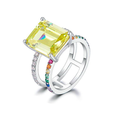 Ring with lime cubic zirconia Rainbow