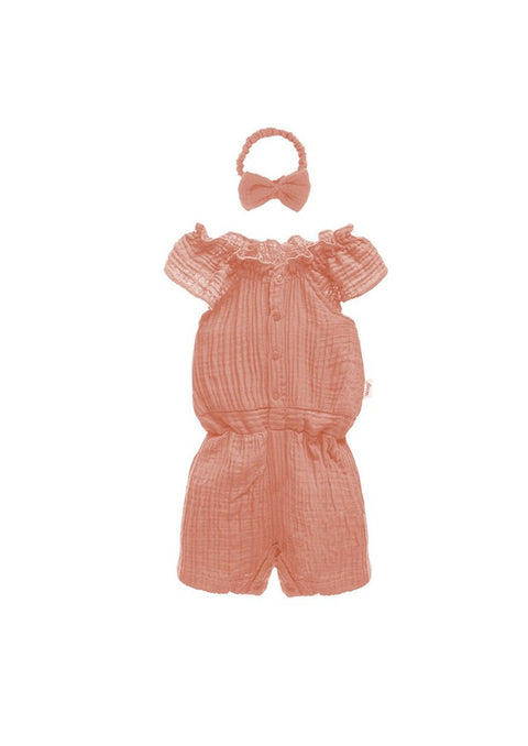 Baby Girl Muslin Jumpsuit and Headband Set
